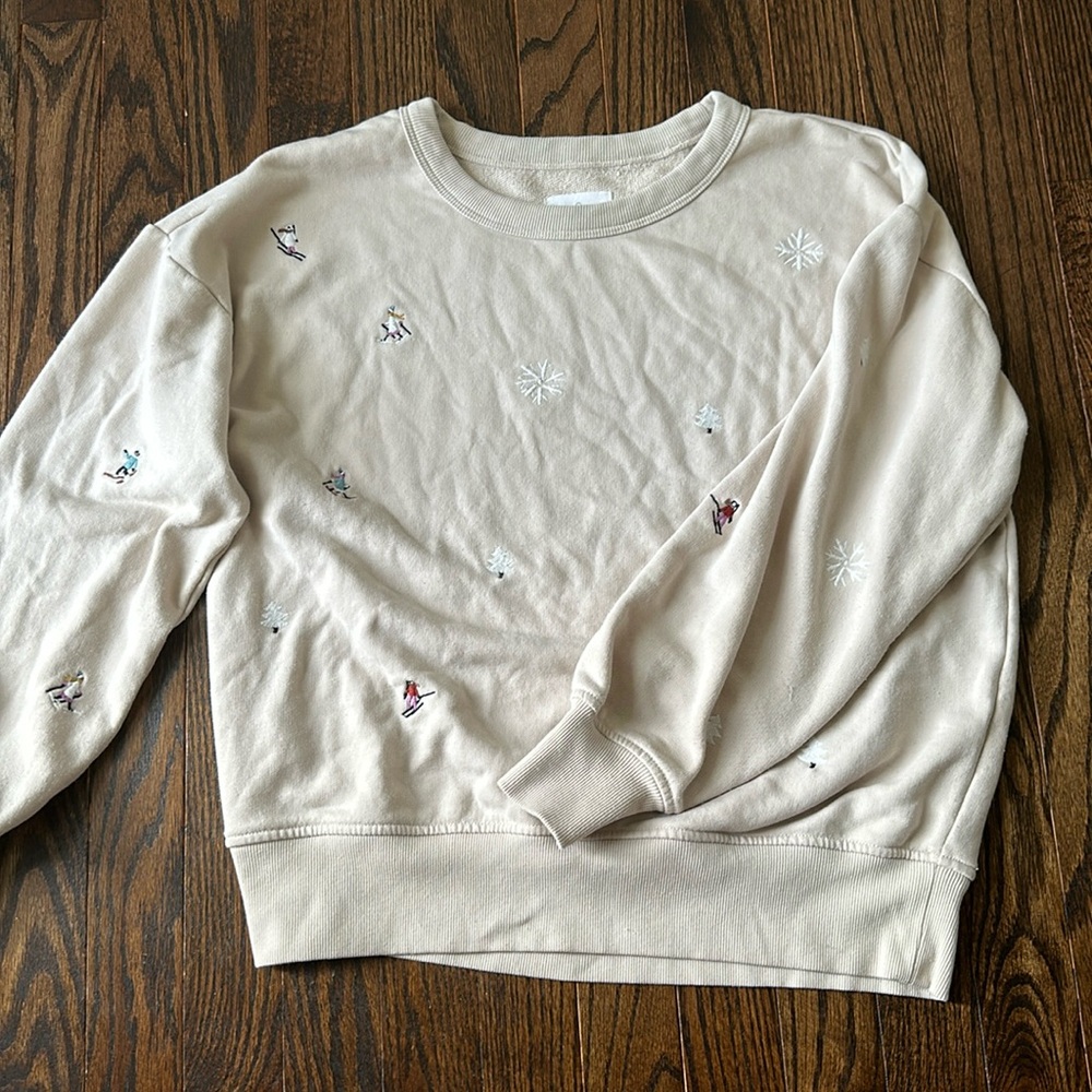 Lou & Grey Women's Soft Ski Winter Embellished Crewneck Sweater